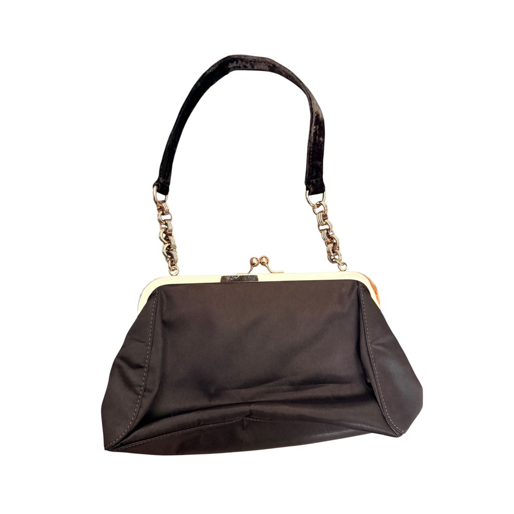 Vintage Liz Claiborne Handbag Beaded Butterfly Kiss Lock Evening Bag Brown OS - Picture 3 of 4